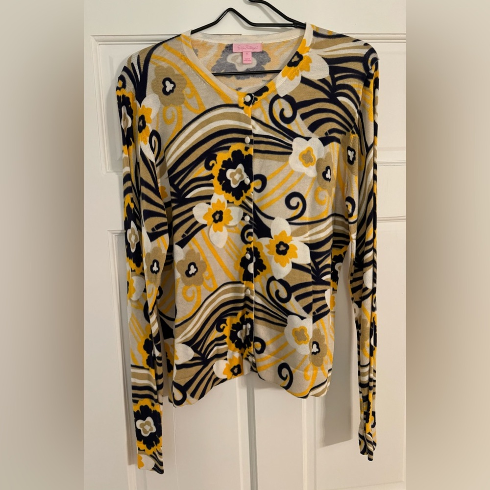 Lilly Pulitzer Black and Gold Cotton Cardigan